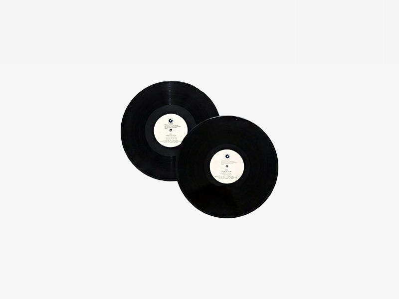 Vinyl Records On Wooden Surface