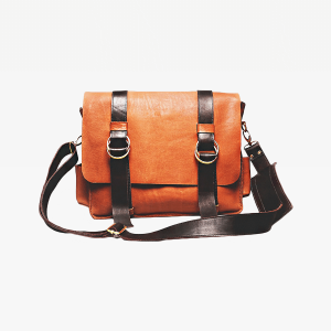 Orange Leather Satchel Bag