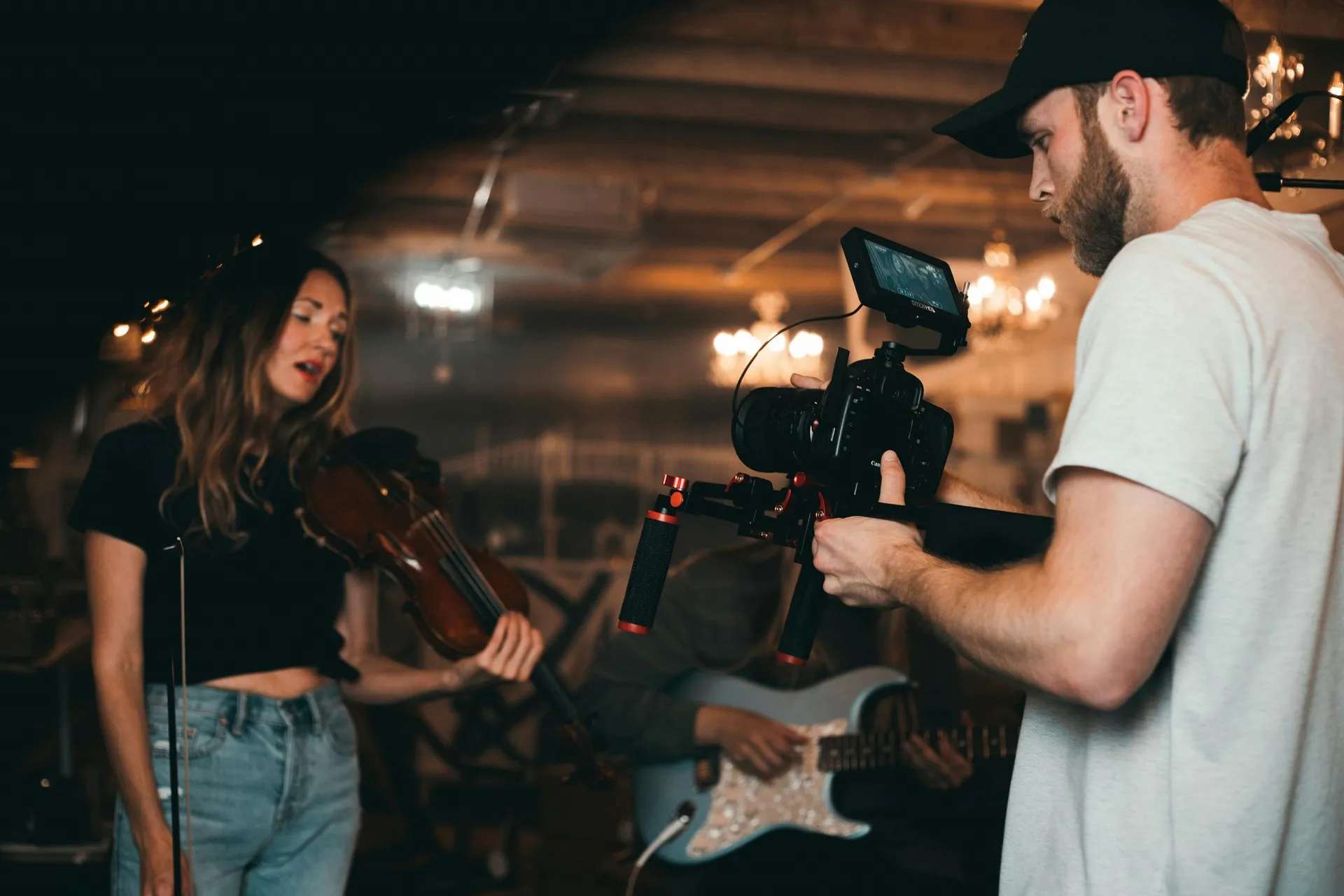 Photographer directing a couple