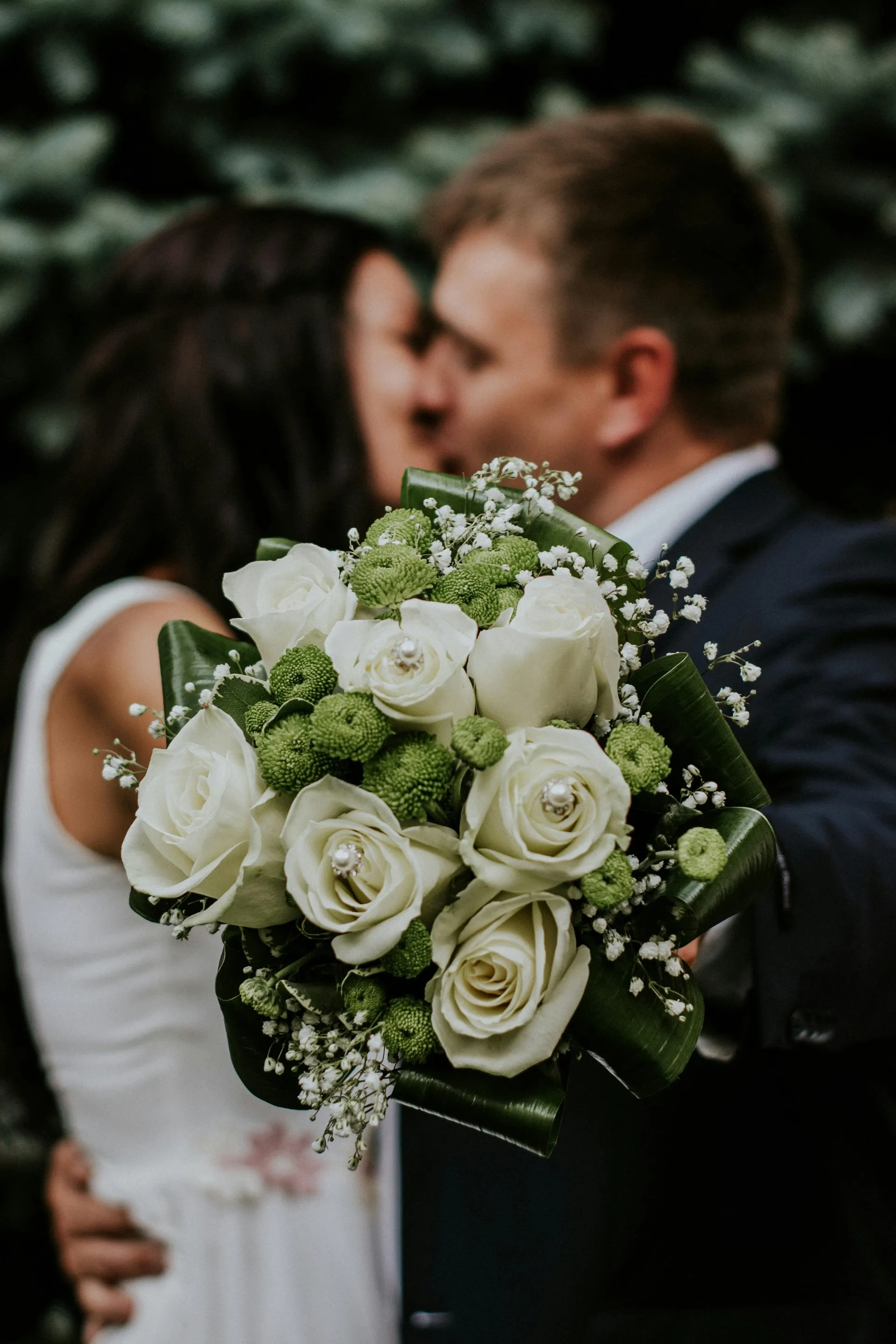 Wedding couple kissing