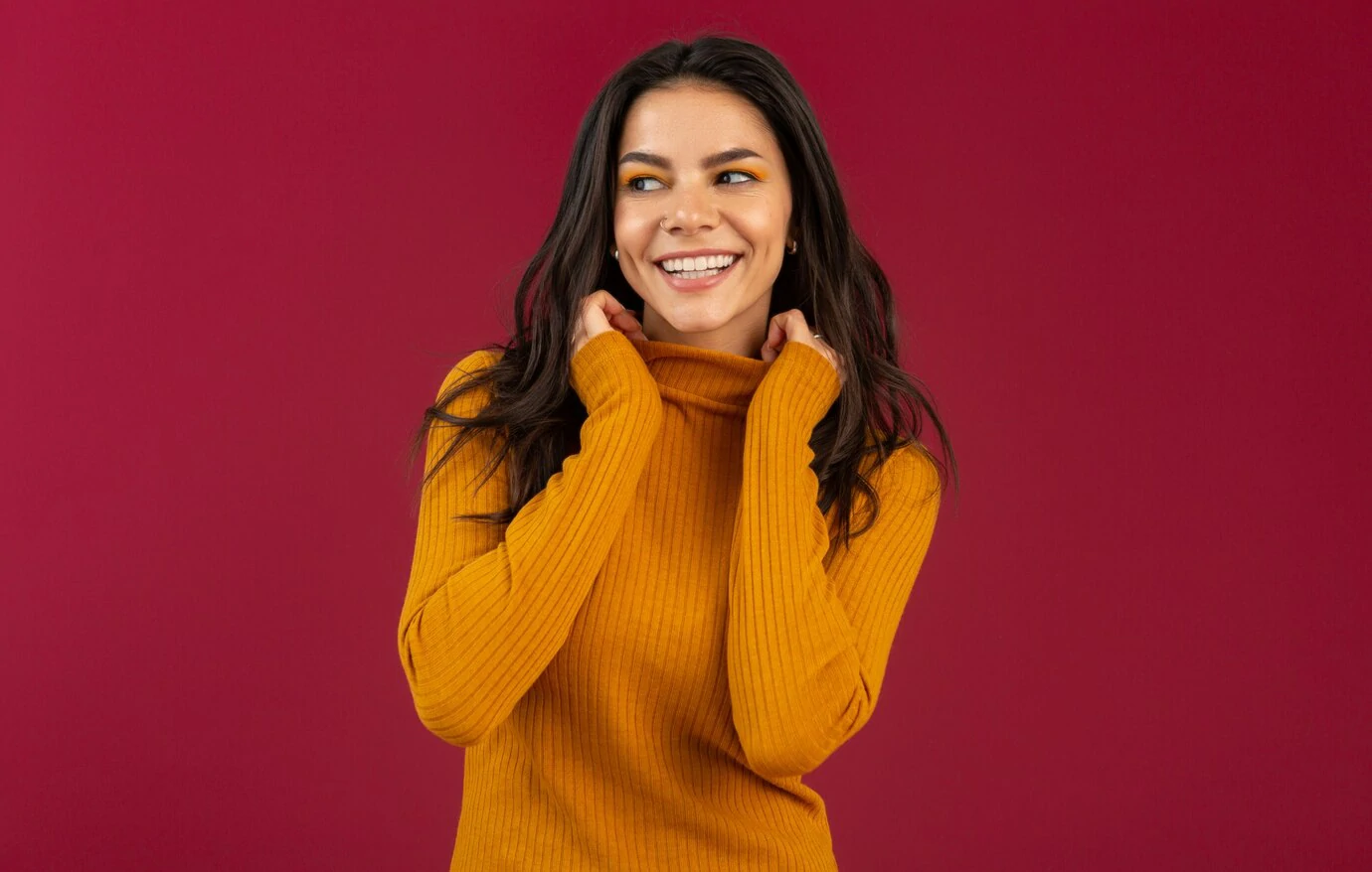 Portrait of pretty smiling stylish