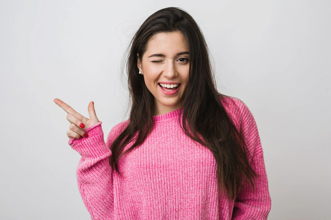 Young and beautiful woman in pink