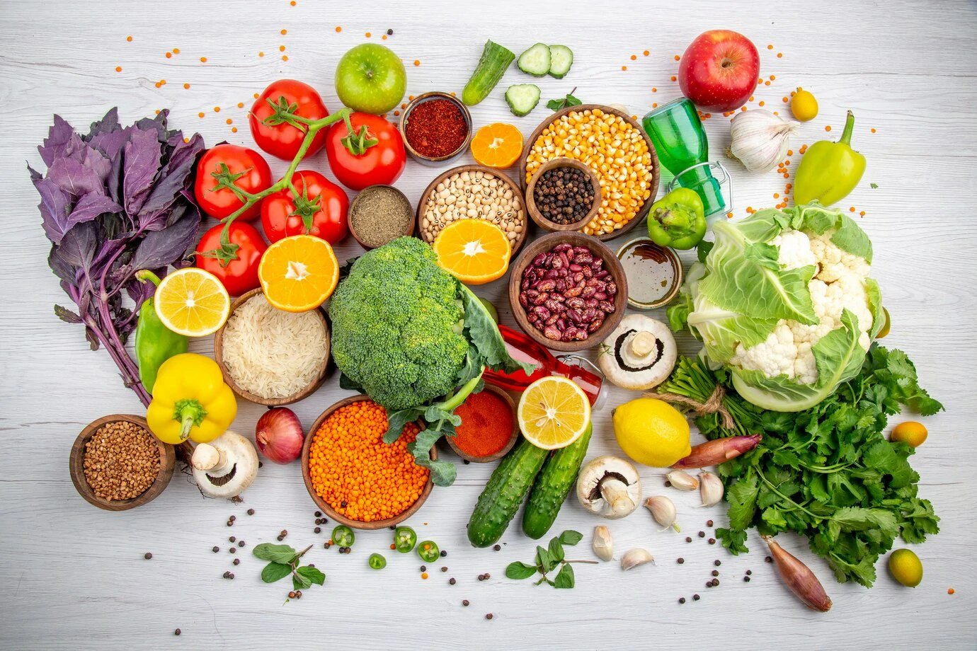 fresh foods and spices vegetables