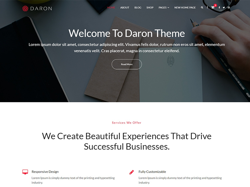 Daron Free WordPress Theme Setup