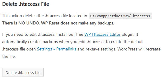 delete htaccess file