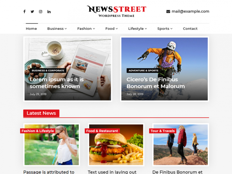 NewsStreet Best Free WordPress Theme For News and Magazine Website