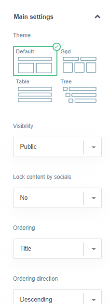 layout for the category