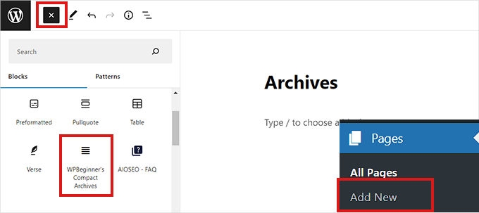 Compact Archives to WordPress Posts or Pages