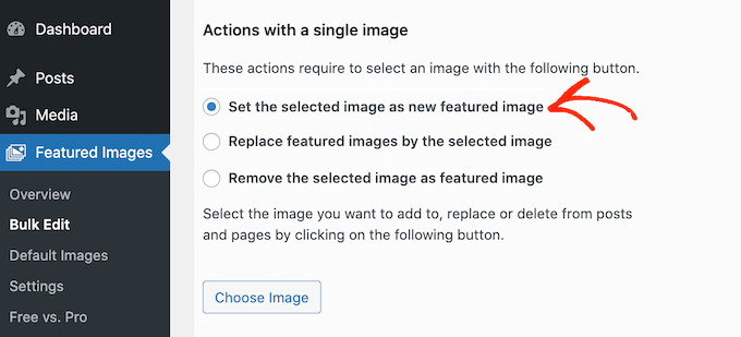 Edit Featured Images settings