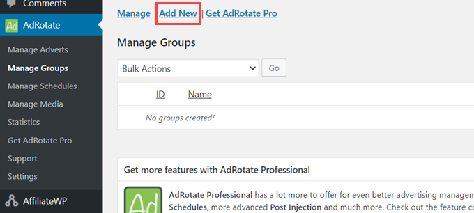 Grouping Your Ads through AdRotate Plugin