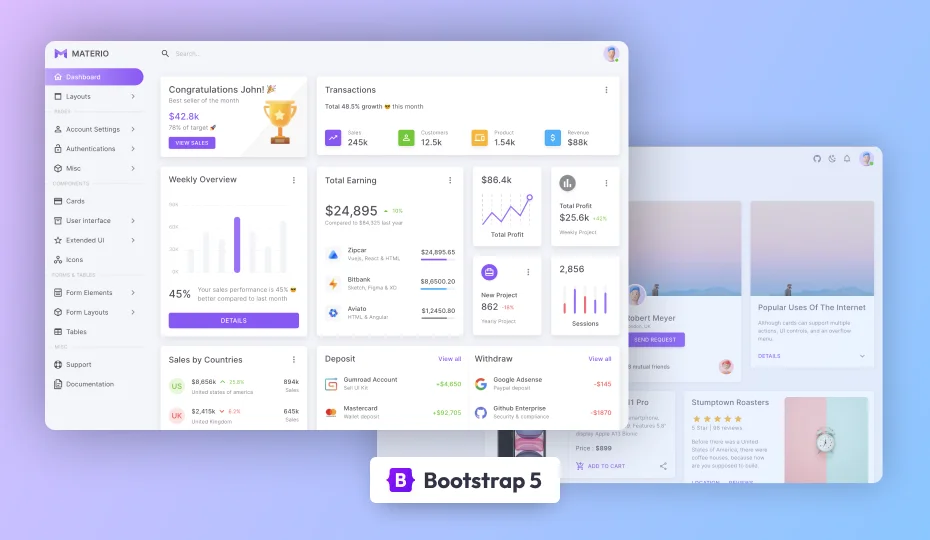 Materio Free Bootstrap 5 HTML Template for Admin Dashboard
