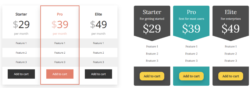 Easy Pricing Tables by Fatcat Apps