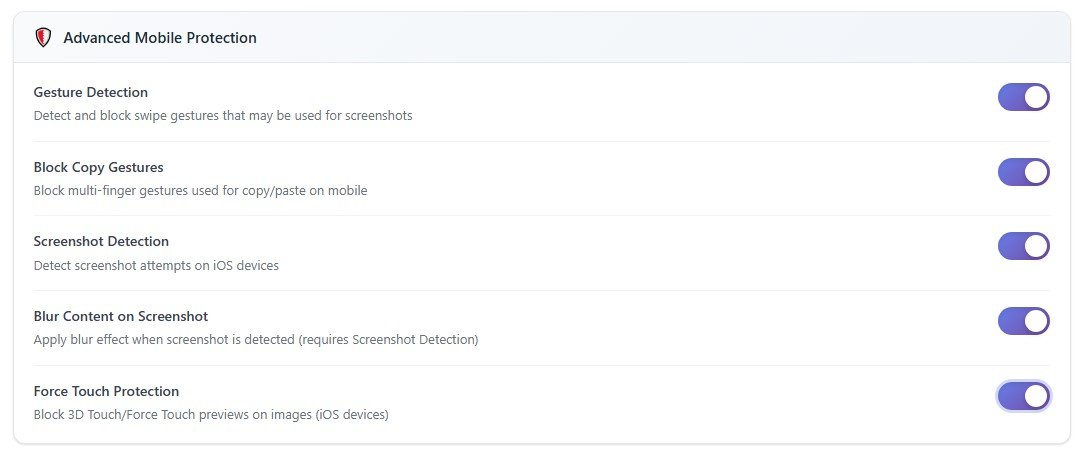 Website Content Protection on Mobile