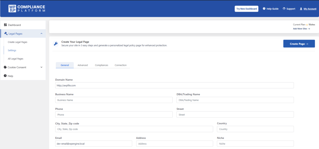 Creating Legal Pages