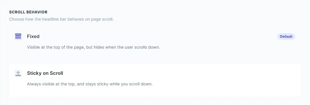 Scroll Behavior Fixed or Sticky