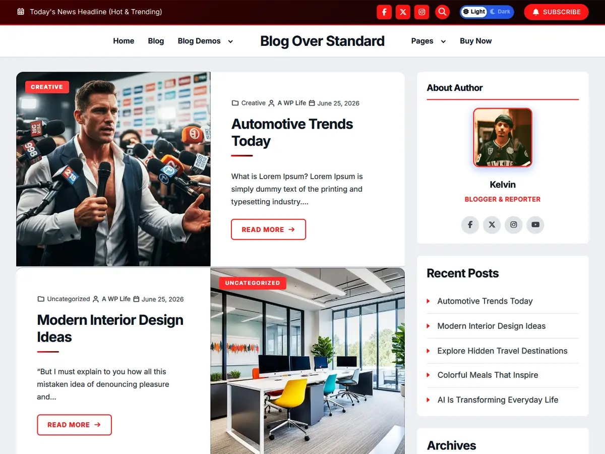 Blog Over Standard